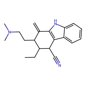 1H-Carbazole-4-carbonitrile, 2-[2-(dimethylamino)ethyl]-3-ethyl-2,3,4,9-tetrahydro-1-methylene- structure
