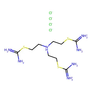 Nitrilotri(ethane-2,1-diyl) tricarbamimidothioate--hydrogen chloride (1/4) structure