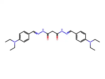 N,N'-bis[(E)-[4-(diethylamino)phenyl]methylideneamino]propanediamide structure