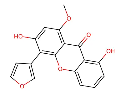 9H-Xanthen-9-one, 4-(3-furanyl)-3,8-dihydroxy-1-methoxy- structure