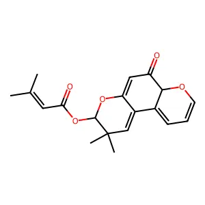 2,2-Dimethyl-6-oxo-2,3,6,6a-tetrahydropyrano[3,2-f]chromen-3-yl 3-methyl-2-butenoate structure