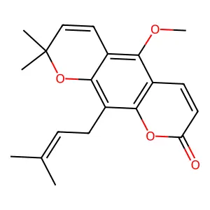 2H,8H-Benzo[1,2-b:5,4-b']dipyran-2-one, 5-methoxy-8,8-dimethyl-10-(3-methyl-2-butenyl)- structure