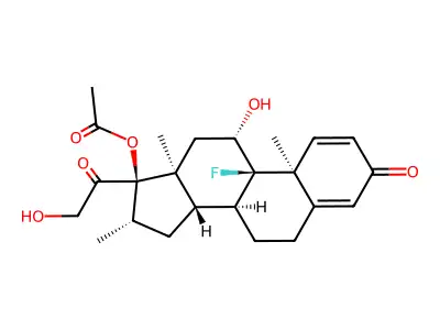 9-Fluoro-11,21-dihydroxy-16-methyl-3,20-dioxopregna-1,4-dien-17-yl acetate structure