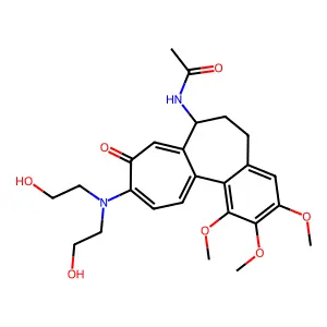 N-[10-[bis(2-hydroxyethyl)amino]-1,2,3-trimethoxy-9-oxo-6,7-dihydro-5H-benzo[a]heptalen-7-yl]acetamide structure