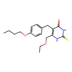 5-[(4-butoxyphenyl)methyl]-6-(ethoxymethyl)-2-sulfanylidene-1H-pyrimidin-4-one structure