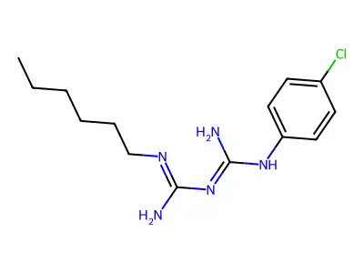 1-(4-chlorophenyl)-2-(N-hexylcarbamimidoyl)guanidine structure