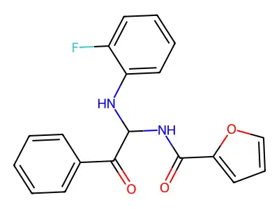 N-[1-[(2-Fluorophenyl)amino]-2-oxo-2-phenyl-ethyl]furan-2-carboxamide structure
