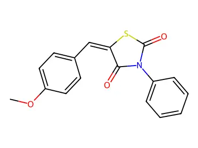 (5E)-5-[(4-methoxyphenyl)methylidene]-3-phenyl-1,3-thiazolidine-2,4-dione structure