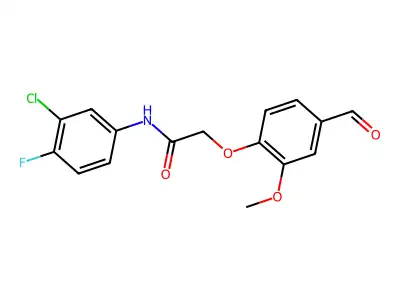 N-(3-chloro-4-fluorophenyl)-2-(4-formyl-2-methoxyphenoxy)acetamide structure