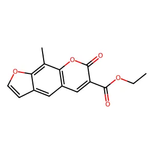 7H-Furo(3,2-g)(1)benzopyran-6-carboxylic acid, 9-methyl-7-oxo-, ethyl ester structure