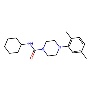 N-cyclohexyl-4-(2,5-dimethylphenyl)piperazine-1-carboxamide structure
