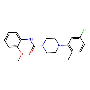 4-(5-chloro-2-methylphenyl)-N-(2-methoxyphenyl)piperazine-1-carboxamide structure