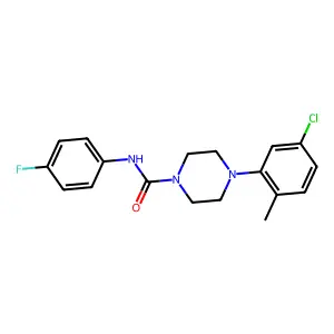 4-(5-chloro-2-methylphenyl)-N-(4-fluorophenyl)piperazine-1-carboxamide structure