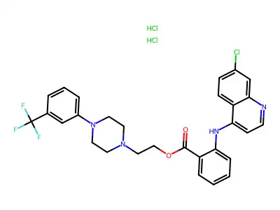 Piperazineethanol, 4-(alpha,alpha,alpha-trifluoro-m-tolyl)-, N-(7-chloro-4-quinolyl)anthranilate, dihydrochloride structure