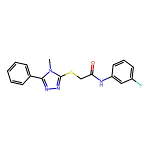 N-(3-fluorophenyl)-2-[(4-methyl-5-phenyl-1,2,4-triazol-3-yl)sulfanyl]acetamide structure