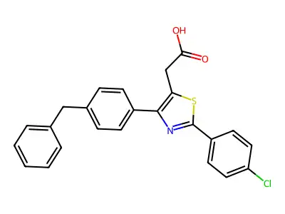 [4-(4-Benzylphenyl)-2-(4-chlorophenyl)-1,3-thiazol-5-yl]acetic acid structure