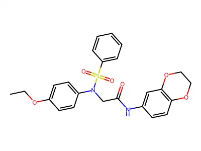 2-[N-(benzenesulfonyl)-4-ethoxyanilino]-N-(2,3-dihydro-1,4-benzodioxin-6-yl)acetamide structure
