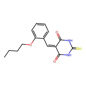 5-[(2-Butoxyphenyl)methylidene]-2-sulfanylidene-1,3-diazinane-4,6-dione structure