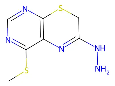 7H-Pyrimido(4,5-b)(1,4)thiazine, 6-hydrazino-4-methylthio- structure