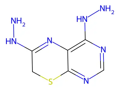 4H-Pyrimido(4,5-b)(1,4)thiazine-4,6(7H)-dione, 1,5-dihydro-, dihydrazone structure