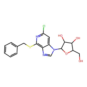 2-(4-benzylsulfanyl-6-chloroimidazo[4,5-c]pyridin-1-yl)-5-(hydroxymethyl)oxolane-3,4-diol structure