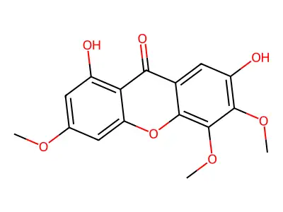 1,7-Dihydroxy-3,5,6-trimethoxyxanthen-9-one structure