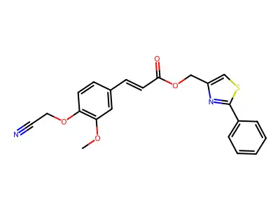 (2-phenyl-1,3-thiazol-4-yl)methyl 3-[4-(cyanomethoxy)-3-methoxyphenyl]prop-2-enoate structure