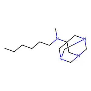 N-hexyl-N-methyl-1,3,5-triazatricyclo[3.3.1.13,7]decan-7-amine structure