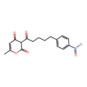 2H-Pyran-2,4(3H)-dione, 6-methyl-3-(5-(4-nitrophenyl)-1-oxopentyl)- structure