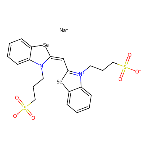 3-(3-Sulfopropyl)-2-((3-(3-sulfopropyl)-2(3H)-benzoselenazolylidene)methyl)benzoselenazolium, hydroxide, inner salt, sodium salt structure