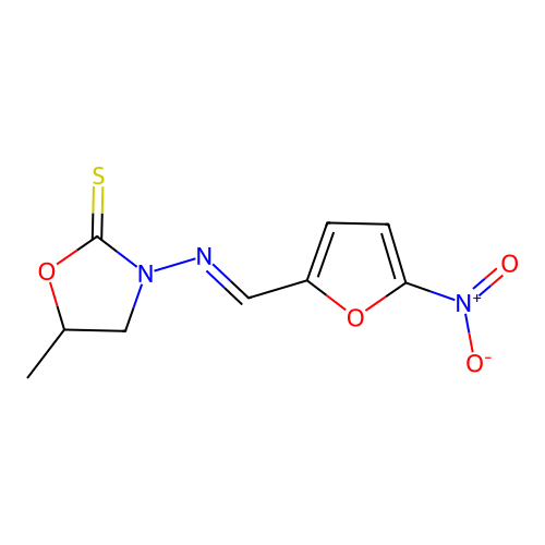 2-Oxazolidinethione, 5-methyl-3-(5-nitro-2-furfurylidene)amino- structure