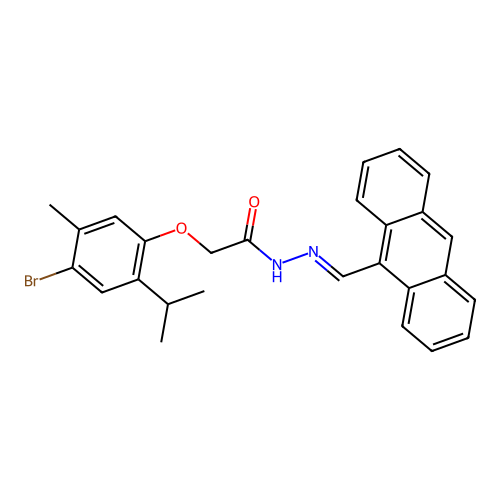 N'-(9-anthrylmethylene)-2-(4-bromo-2-isopropyl-5-methylphenoxy)acetohydrazide structure