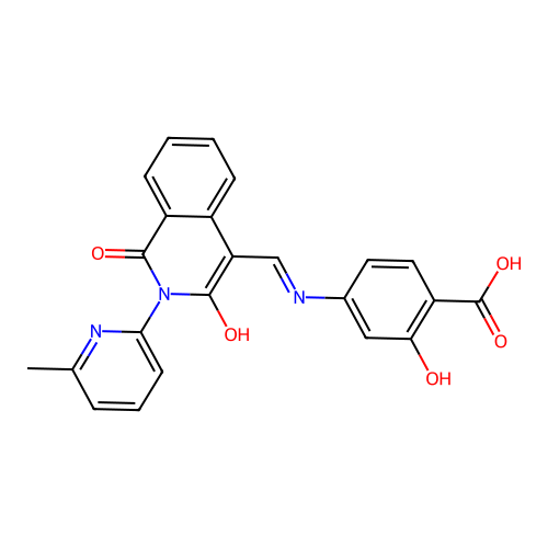 (E)-2-hydroxy-4-(((2-(6-methylpyridin-2-yl)-1,3-dioxo-2,3-dihydroisoquinolin-4(1H)-ylidene)methyl)amino)benzoic acid structure