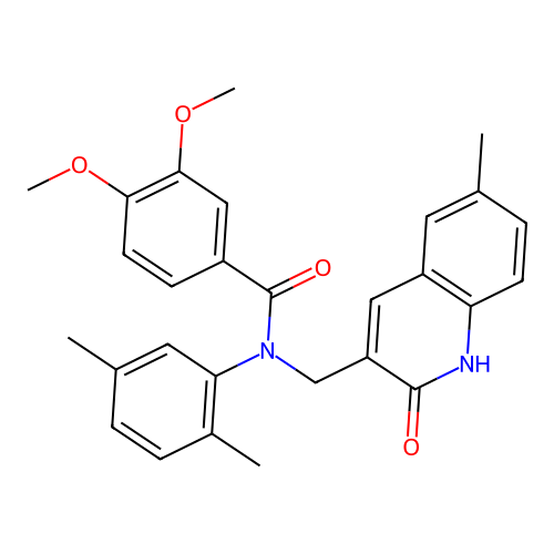 N-(2,5-dimethylphenyl)-3,4-dimethoxy-N-[(6-methyl-2-oxo-1H-quinolin-3-yl)methyl]benzamide structure