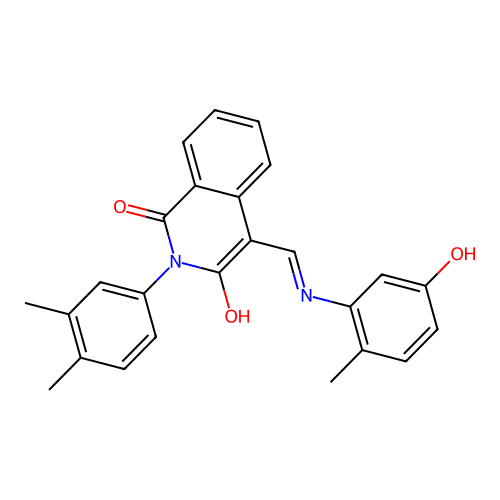2-(3,4-dimethylphenyl)-4-[(5-hydroxy-2-methylanilino)methylidene]isoquinoline-1,3-dione structure
