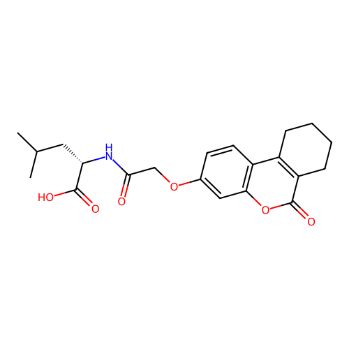 N-{[(6-oxo-7,8,9,10-tetrahydro-6H-benzo[c]chromen-3-yl)oxy]acetyl}-L-leucine structure