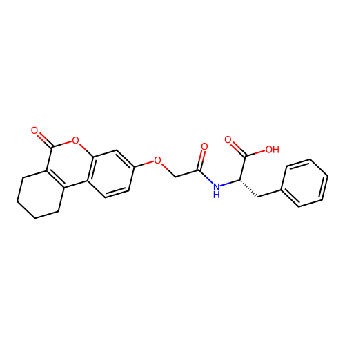 (S)-2-(2-((6-oxo-7,8,9,10-tetrahydro-6H-benzo[c]chromen-3-yl)oxy)acetamido)-3-phenylpropanoic acid structure