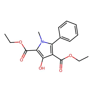 Diethyl 1-methyl-3-hydroxy-5-phenylpyrrole-2,4-dicarboxylate structure