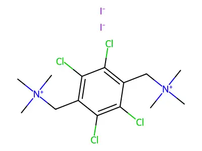 2,3,5,6-Tetrachloro-N,N,N,N',N',N'-hexamethyl-1,4-benzenedimethanaminium diiodide structure
