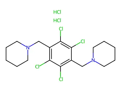Piperidine, 1,1'-((2,3,5,6-tetrachloro-1,4-phenylene)bis(methylene))bis-, dihydrochloride structure