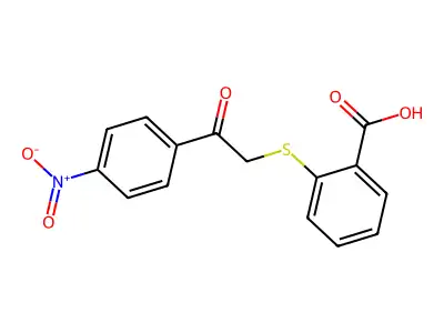 2-((2-(4-Nitrophenyl)-2-oxoethyl)thio)benzoic acid structure