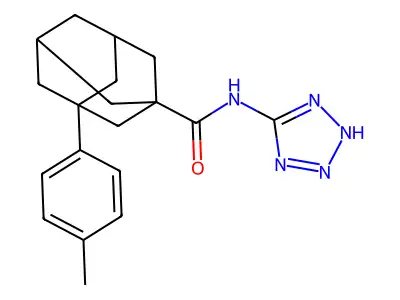 3-(4-methylphenyl)-N-(2H-tetrazol-5-yl)adamantane-1-carboxamide structure