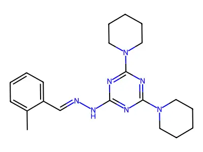 2-[(2E)-2-(2-methylbenzylidene)hydrazinyl]-4,6-di(piperidin-1-yl)-1,3,5-triazine structure