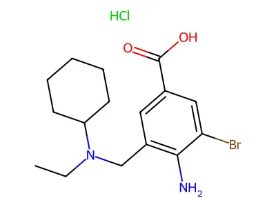 Benzoic acid, 4-amino-3-bromo-5-((cyclohexylethylamino)methyl)-, hydrochloride structure