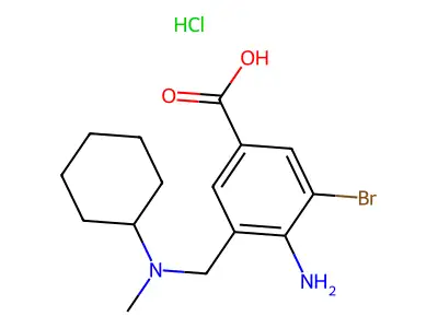 Benzoic acid, 4-amino-3-bromo-5-((cyclohexylmethylamino)methyl)-, hydrochloride structure