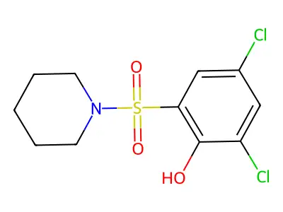 2,4-Dichloro-6-piperidin-1-ylsulfonylphenol structure