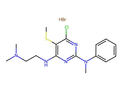 2,4-Pyrimidinediamine, 6-chloro-N(sup 4)-(2-(dimethylamino)ethyl)-N(sup 2)-methyl-5-(methylthio)-N(sup 2)-phenyl-, monohydrobromide structure