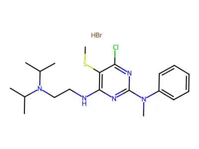 2,4-Pyrimidinediamine, N(sup 4)-(2-(bis(1-methylethyl)amino)ethyl)-6-chloro-N(sup 2)-methyl-5-(methylthio)-N(sup 2)-phenyl-, monohydrobromide structure