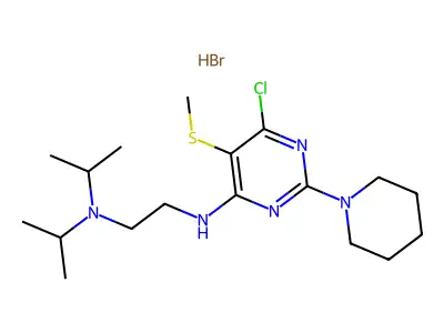 1,2-Ethanediamine, N,N-bis(1-methylethyl)-N'-(6-chloro-5-(methylthio)-2-(1-piperidinyl)-4-pyrimidinyl)-, monohydrobromide structure