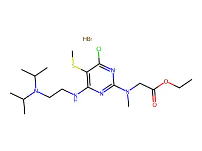 Glycine, N-(4-((2-(bis(1-methylethyl)amino)ethyl)amino)-6-chloro-5-(methylthio)-2-pyrimidinyl)-N-methyl, ethyl ester, monohydrobromide structure